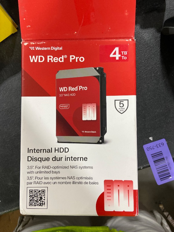 Photo 1 of Western Digital 4TB WD Red Pro NAS Internal Hard Drive