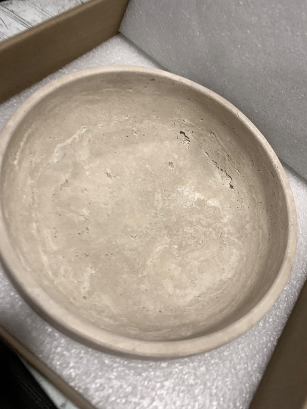 Photo 1 of Koville Travertine Decorative Bowl, 7.4" Natural Stone