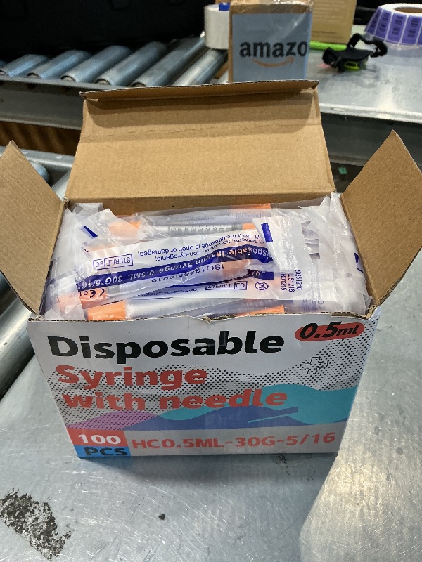 Photo 1 of 0.5ML Syringe, Lab Supplies Syringes 30G 5/16 Inch, Individually Wrapped, Pack of 100