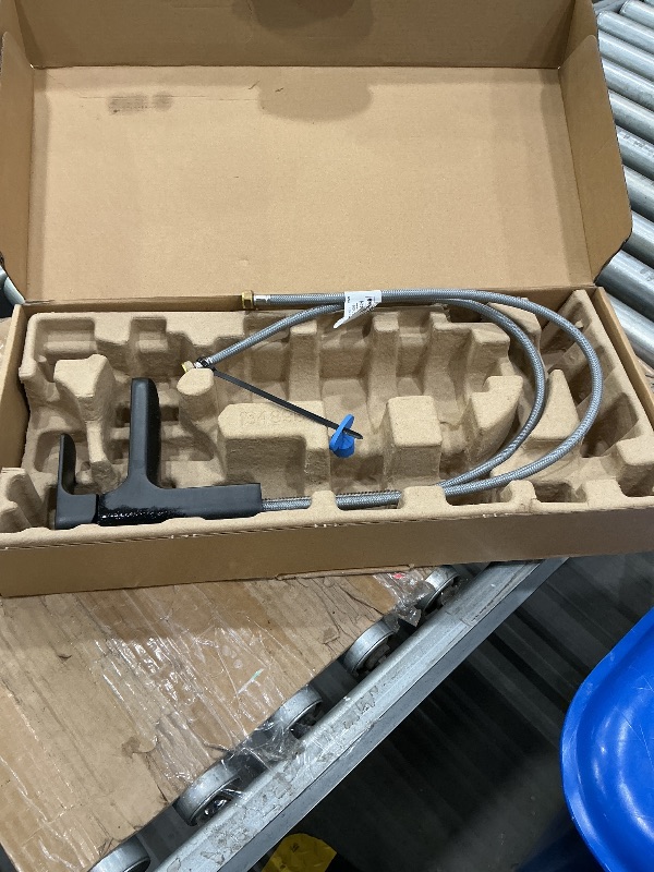 Photo 1 of Moen Rizon Matte Black One-Handle Modern Bathroom Faucet with Drain Assembly, 6900BL