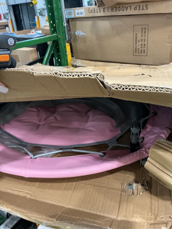 View 1 of ***BROKEN, SOLD FOR PARTS*** PINK Bungee Dish Chair-Versatile Folding Chair with Fun Bouncy Design-for Room Garden Dorm Rooms and Lounging in Living Rooms
