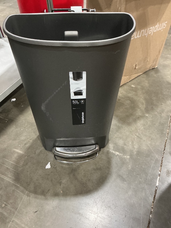 Photo 1 of *see clerk notes* simplehuman 50 Liter / 13 Gallon Semi-Round Kitchen Step Trash Can with Secure Slide Lock, Grey Plastic