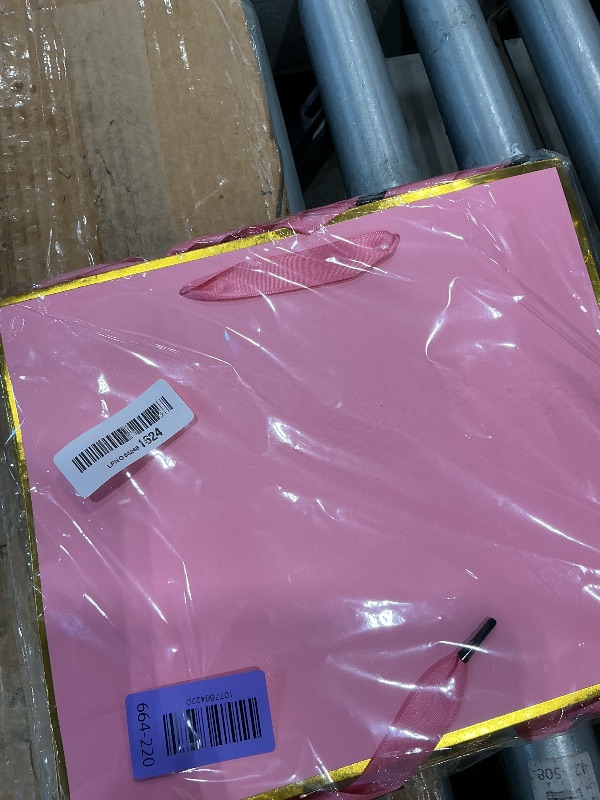 Photo 1 of [MISSING ITEMS] Addblu 12 Pack Large Gift Bags with Handles - Includes 36 Tissue Papers, 11.8x10x4 Inches for Thank You, Wedding, Bridesmaid, Birthday Party, Valentine's Day, Holiday (Pink and Gold Trim, 12Pcs)