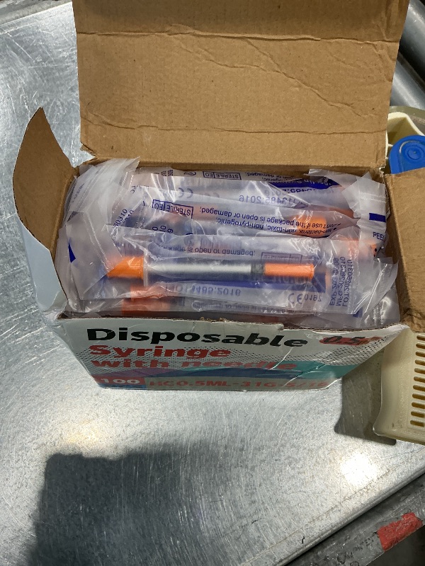 Photo 1 of 0.5ML Syringe, Lab Supplies Syringes 31G 5/16 Inch, Individually Wrapped, Pack of 100