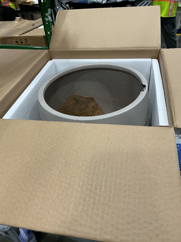 Photo 1 of *MAJOR DAMAGE*
KUTE NEST 16.5" H x 15" D Premium Corso Fiberstone Round Tapered Planter with Drainage Hole, Weather Resistant for Indoor & Outdoor Use, Included 2 Extra Coco Mats (Taupe, 11.5" Pot Opening)