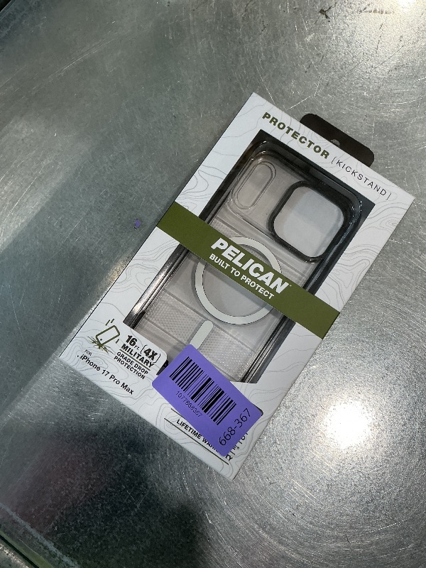 Photo 1 of ***ITEM IS BROKEN*** Pelican Protector iPhone 17 Pro Max Case w/Camera Stand [MagSafe Compatible] Rugged Magnetic Phone Case w/ 16ft Military-Grade Drop Protection - Heavy Duty Phone Cover for iPhone 17 Pro Max - Clear
