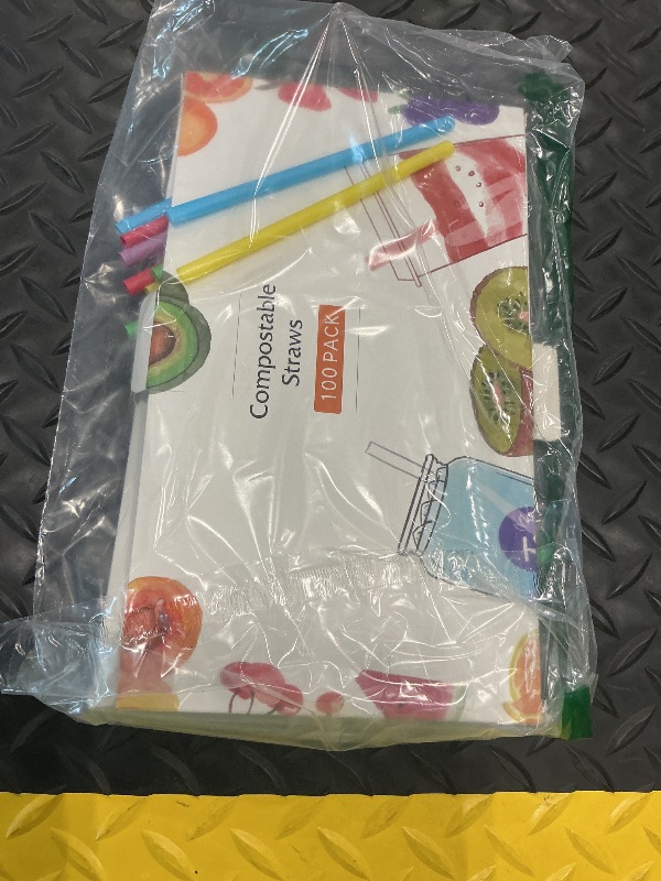 Photo 1 of [100 Pcs] Biodegradable Compostable Disposable Colorful Straws - PLA Plant Based Drinking Straws for Juice Coffee Cocktail Cold Drinks (8.25" LongX0.23" Wide)