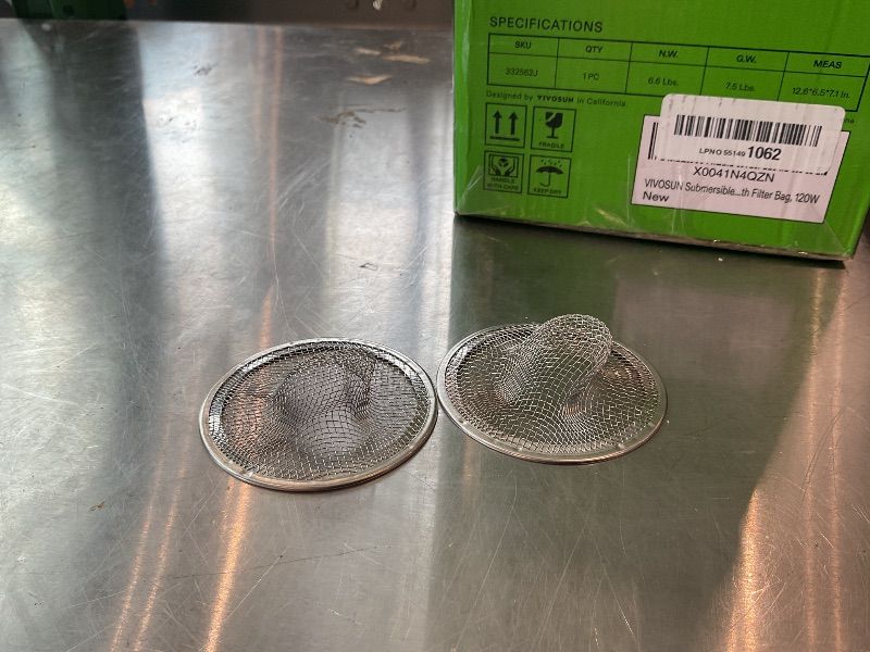 Photo 1 of [slightly bent] 2pcs Heavy Duty Stainless Steel Slop Basket Filter Trap, 2.75" Top / 1" Mesh Metal Sink Strainer Shower Drain Hair Catcher for Kitchen Bathroom Bathtub Wash Basin Floor Balcony Drain Hole, Utility