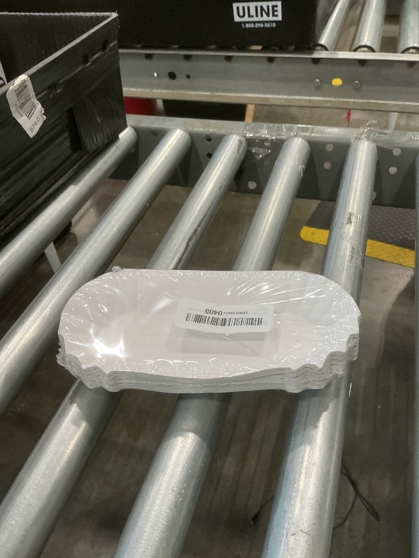 Photo 1 of 100 Paper Hot Dog Trays | White Hot Dog Wrappers | 8 Inch Hotdog Tray Holders Plates | Disposable Fluted Hotdog Boats | Hotdog Container - Concession Stand Trays - Hot Dog Cart Accessories