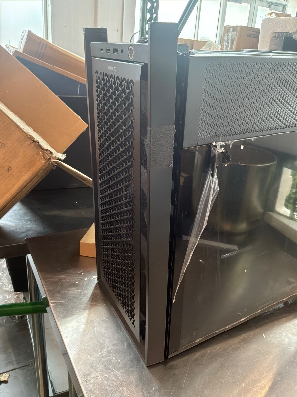Photo 1 of [Front Panel is Damaged] CORSAIR 4000D RS ARGB Frame Modular Mid-Tower ATX PC Case, High Airflow, 3X Pre-Installed RS Fans, InfiniRail™ Mounting System, ASUS BTF, MSI Zero, Gigabyte Stealth, Black