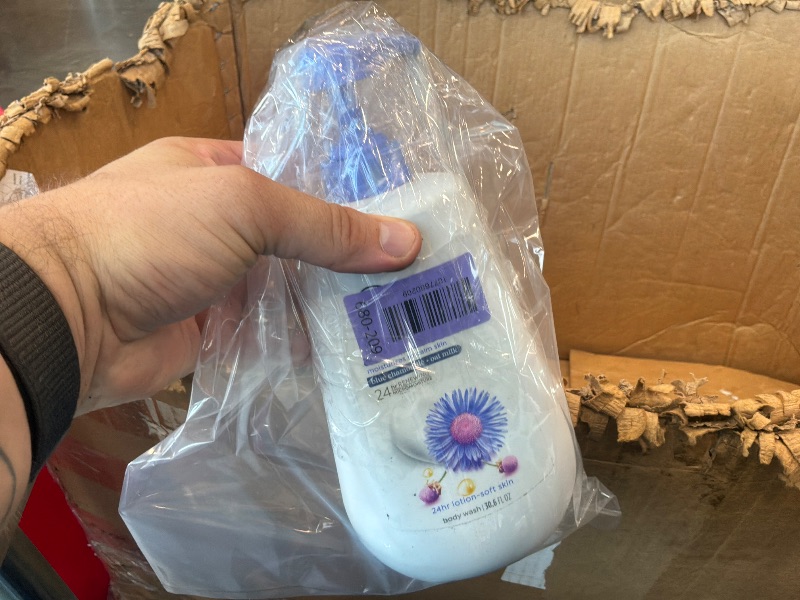 Photo 1 of [bottle opened] Dove Body Wash with Pump Anti-Stress Blue Chamomile & Oat Milk, for 24hr Lotion-Soft Skin Moisturizing Skin Cleanser with No Sulfates No Parabens 30.6 oz