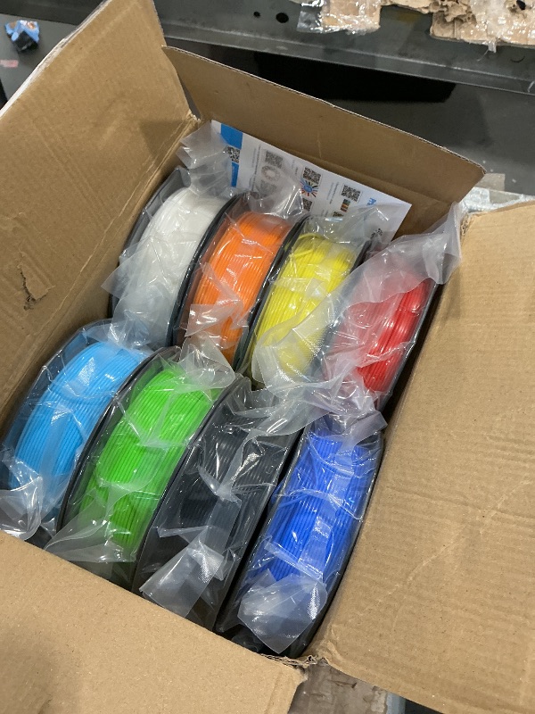 Photo 1 of 1.75mm 8 Spools Popular Colors 3D Printer PLA Filament Bundle Pack: Black White Red Blue Yellow Orange Limegreen SkyBlue, Each Spool 250g, Widely Compatible, Total 2Kg 3D Printing Filament