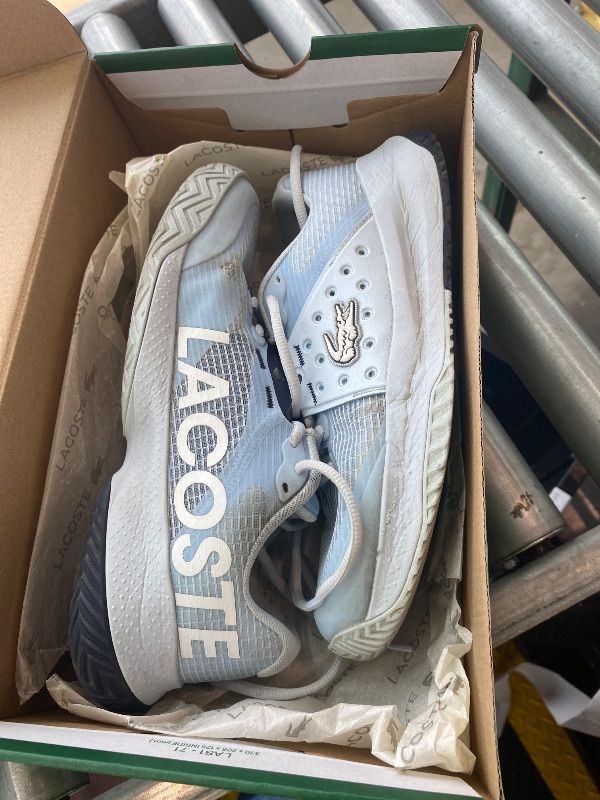 Photo 1 of [DIRTY] Lacoste Women's Power Serve Sneaker, Light Blue/Navy, 8.5