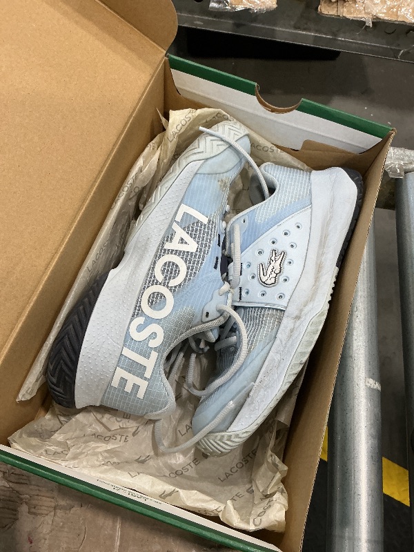 Photo 1 of [DIRTY] Lacoste Women's Power Serve Sneaker, Light Blue/Navy, 8.5