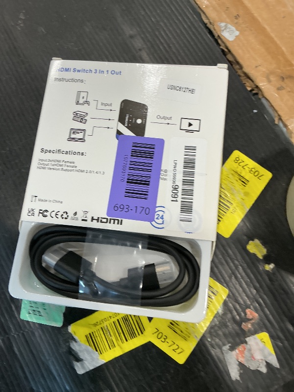 Photo 1 of [Upgrade] HDMI Switch 3 in 1 Out, 4K@60Hz HDMI 2.0 Switch Splitter with 2.6FT Long HDMI Cable, 3-Port HDMI Switcher Selector, Supports 4K 30Hz 3D 1080P HDCP2.2 for PS5 Xbox DVD Player Fire Stick PC