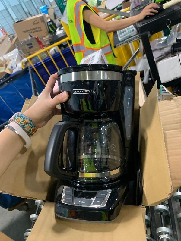 Photo 1 of ***USED*** BLACK+DECKER 12-Cup Digital Coffee Maker, Programmable, Washable Basket Filter, Sneak-A-Cup, Auto Brew, Water Window, Keep Hot Plate, Black