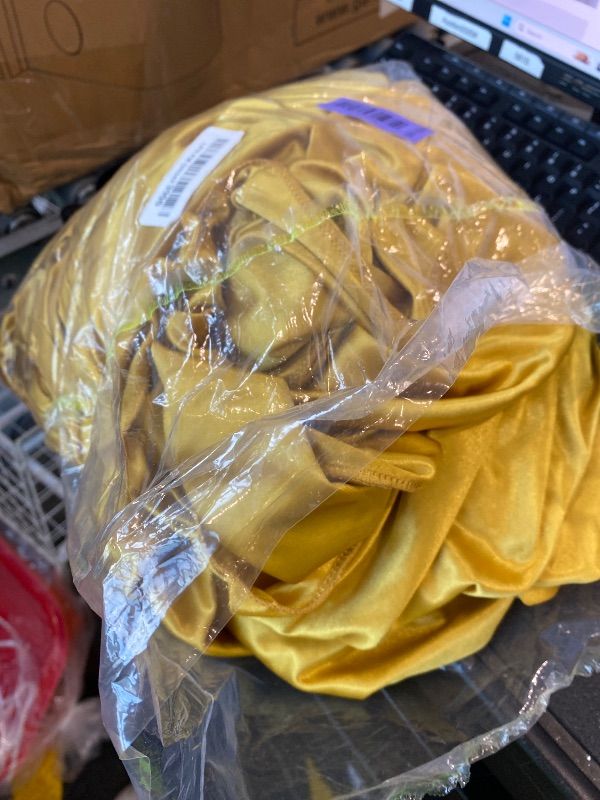 Photo 1 of [DIRTY] Wish Care Gold Satin Table Clothes for 6 Foot Rectangle Tables - 6FT Wrinkle Resistant Glitter Rectangle Tablecloths, Party Table Covers for Wedding Banquet, Baby Shower, Birthday, Holiday Dinner