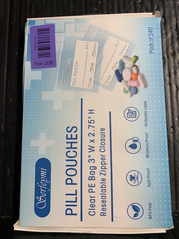 View 2 of ***MISSING PARTS***
Serfeymi Pill Bags for Travel Pill Pouch Organizer Pack of 240 BPA Free 3 x 2.75 inch Reusable Pill Pouches for Medicine with Write on Label & Zipper Seal Waterproof AM PM Pill Baggies for Supplements