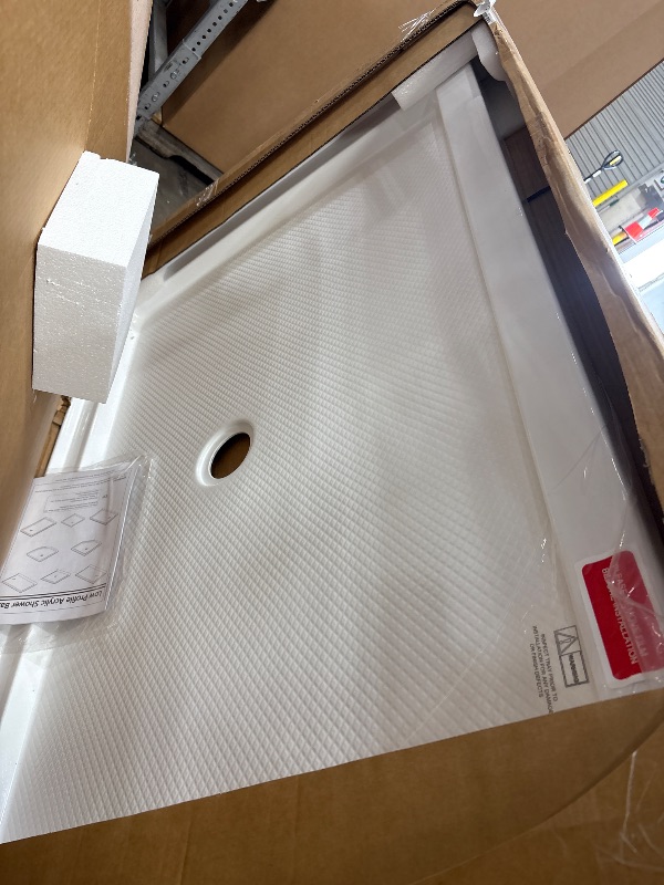 View 5 of *** CHECK COMMENTS***.  DreamLine 36 in. D x 48 in. W x 76 3/4 in. H Center Drain Acrylic Shower Base and QWALL-5 Backwall Kit In White, DL-6193C-01