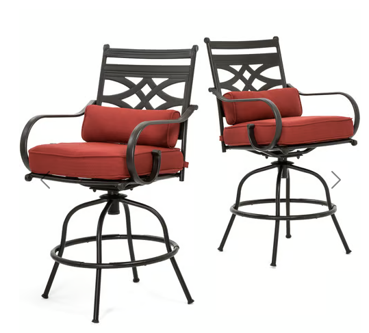 Photo 1 of **ONLY 1 CHAIR IN BOX** Montclair High-Dining Counter-Height Swivel Chairs, Set of 2, in Chili Red