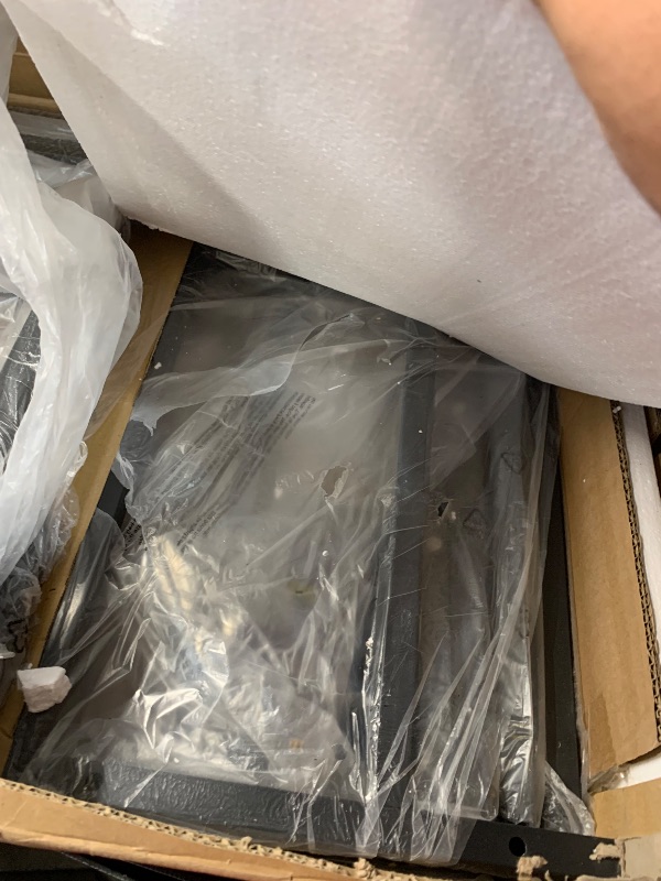 Photo 1 of ***missing hardware*** Bellemave Full Size Metal Loft Bed with L Shaped Desk and Wardrobe, Heavy Duty Loft Bed Frame with Storage Stairs, LED Loft Bed Frame with Charging Station & Safety Guardrails, Black