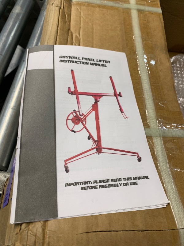 Photo 1 of (missing many parts, sold for parts) 11FT Drywall Lifter Panel Hoist Dry Wall Rolling Caster Lifter Construction Tool 150LB Heavy Duty Sheetrock Hoist Holder (Red)