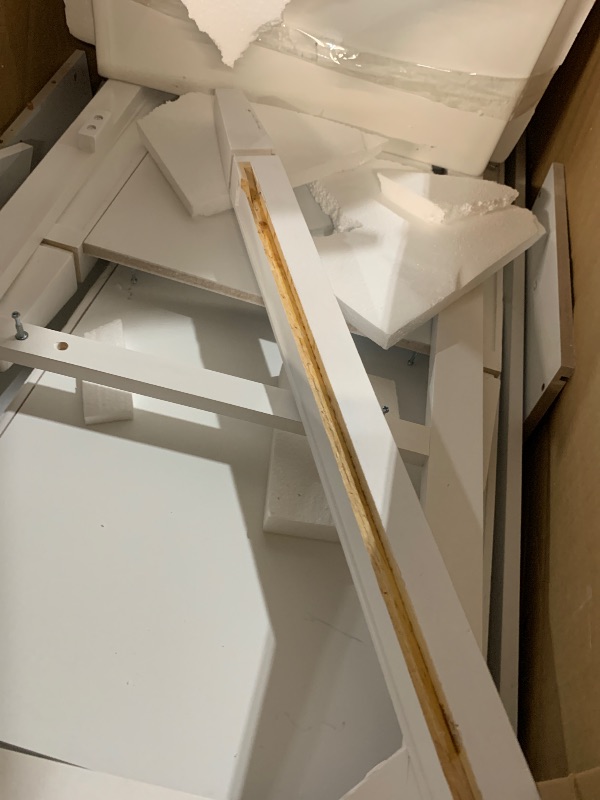 Photo 1 of ***DAMAGED - SEE NOTES/PICTURES***
Tribesigns 36" Bathroom Vanity with Sink, Modern Bathroom Sink Cabinet with 4 Drawers & 2 Doors, Bath Storage Vanity Sink with Metal Handles, Solid Wood Frame, Paint Surface White