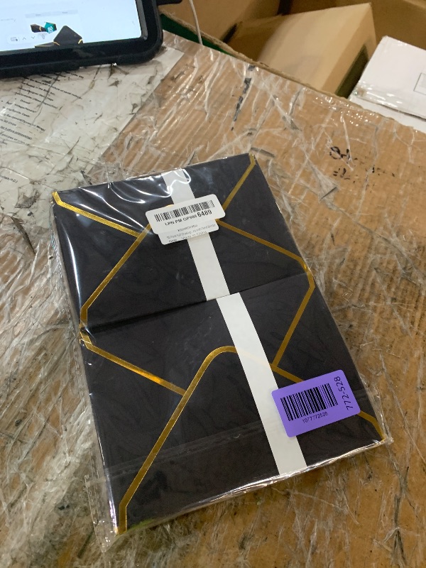 Photo 1 of (50 Pack 5x7 Inch) Black Envelopes for Invitations with Gold Border, Self Adhesive A7 Envelopes with V-Flap, Great for Graduation, Invitation, Baby Shower, Wedding and RSVP Cards