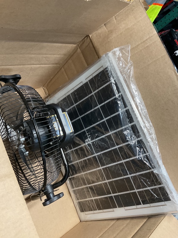 Photo 1 of ***STOCK PHOTO FOR REFERENCE ONLY***Tujoe 15000Mah 12 Inch Solar Panel Powered Fan, 2 in 1 Solar Panel or AC Charger Powered Fan 12W 9V Portable for Chicken Coop Greenhouse Household Exhaust Camping Travel Outdoor(Black)