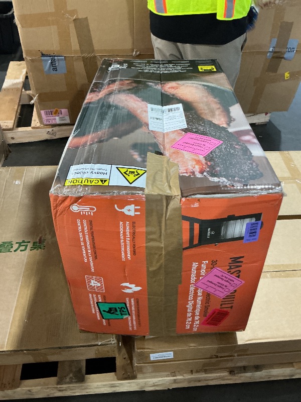 Photo 1 of ***MAJOR DAMAGE TO TOP*** Masterbuilt® 30-inch Digital Electric Vertical BBQ Smoker with Leg Kit, Side Wood Chip Loader and 710 Cooking Square Inches in Black, Model MB20070421