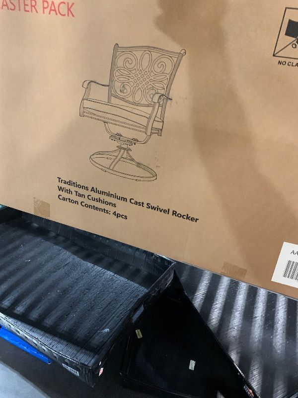 Photo 1 of ***NEW RETAIL PRICE SET TO $600 FOR 2 CHAIRS NOT 4 ****TRUCK/TRAILER PICKUP ONLY***theWorldofpatio Elizabeth Cast Aluminum Powder Coated Dining Swivel Rocker - Set of 2 with Walnut Cushions - Antique Bronze