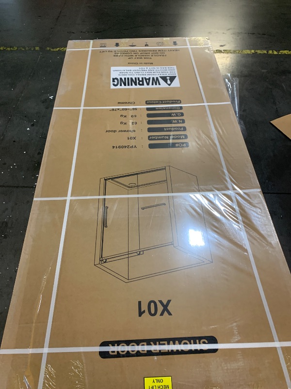 Photo 1 of ***FACTORY SEALED******TRUCK/TRAILER PICKUP ONLY***Frameless Sliding Shower Door, 56-60" W x 76" H, Upgraded 5/16"(8mm) SGCC Tempered Glass, Dual Nano Easy Clean Glass, Rustproof 304 Stainless Steel Hardware, Reversible Adjustable - Bright Chrome