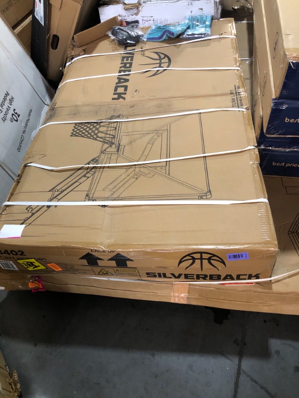 Photo 1 of ***TRUCK/TRAILER PICKUP ONLY*** Silverback Height Adjustable In-Ground Basketball Hoop with Tempered Glass Backboard, Pro-Style Breakaway Rim, Pole and Backboard Pad