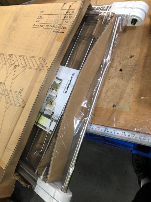 Photo 1 of ***ONE BAR DAMAGED***
SONGMICS Clothes Drying Rack, Foldable 2-Level Laundry Drying Rack, Free-Standing Laundry Airer, with Height-Adjustable Wings, 33 Drying Rails, Sock Clips, Silver and White ULLR053W01V1
