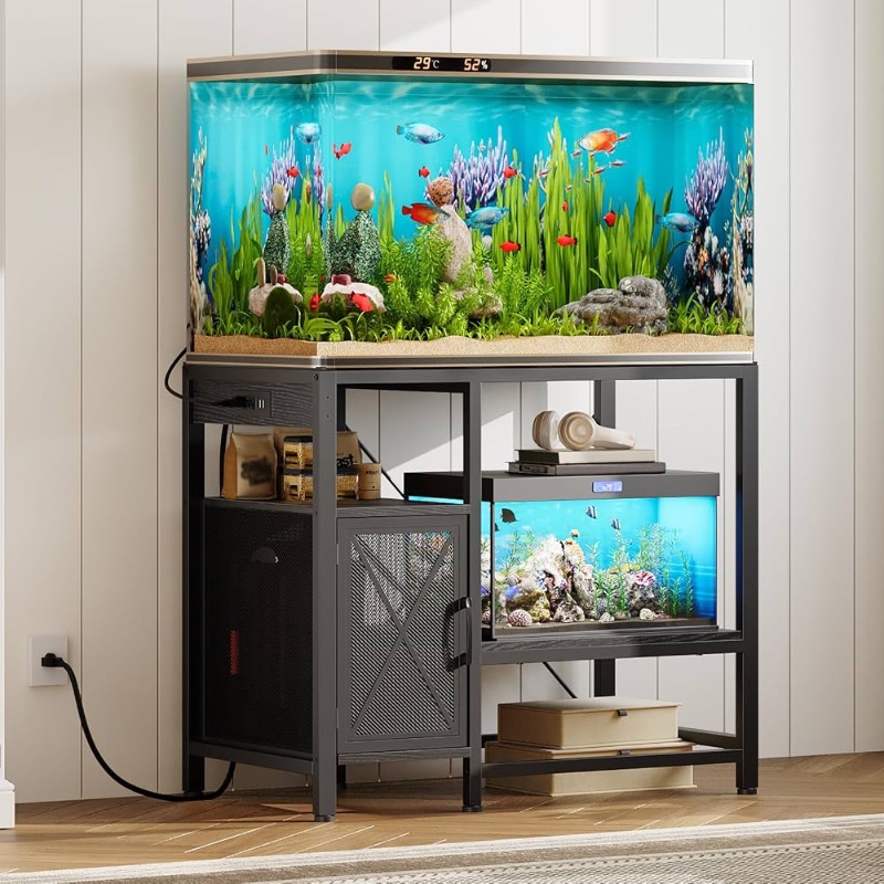 Photo 1 of ***FACTORY SEALED *** MAHANCRIS 40-50 Gallon Fish Tank Stand, Aquarium Stand with Power Outlet and Storage Cabinet, Heavy Duty Tank Stand Suitable for Turtle Tank, Reptile Terrarium, for Home Office, Black FTBK50E01