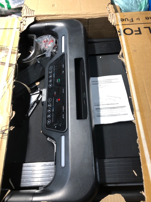 Photo 1 of *****PARTS ONLY , NON FUNCTIONAL **** TREAFLOW Treadmill with 0-25% Auto Incline, 3.5 HP Folding for Home Running, 10.0 MPH Max Speed, 300 lbs Weight Capacity, Bluetooth Speaker. (Black)