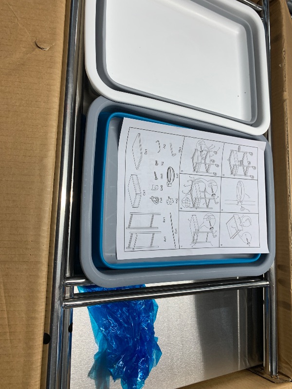 Photo 1 of **PARTS ONLY** Avicenna Innovations *Improved & Upgraded* Medical Stainless Steel 2 Tier Rolling Cart with Wheels and Drawers | Dental Hospital Nursing Trolley | Easy-to-Disinfect Phlebotomy Mobile Workstation
