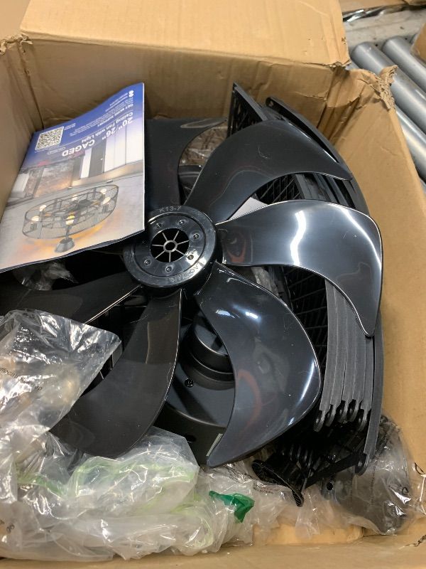 Photo 1 of **MISSING HARDWARE AND REMOTE** DLLT Caged Ceiling Fan with Lights: 26" Bladeless Fandelier Ceiling Fans with Light and Remote - Black Industrial Chandelier Enclosed Fan Light for Bedroon Living Dining Room Kitchen