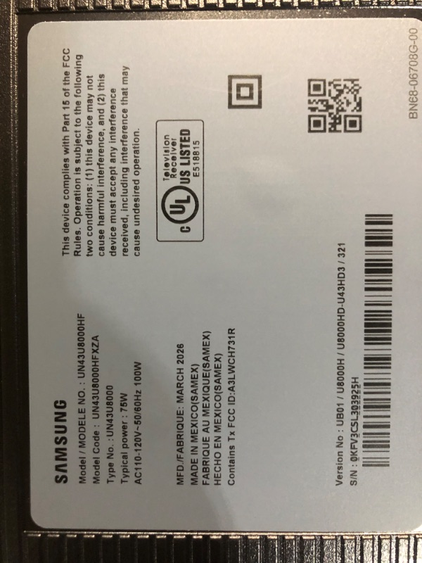 Photo 1 of ***FACTORY SEALED - OPENED FOR INSPECTION***  Samsung 43-Inch Class Crystal UHD U8000H Series Samsung Vision AI Smart TV (2026 Model, 43U8000H) Crystal Processor 4K, Endless Free Content, Motion Xcelerator, Color Booster, Alexa Built-in