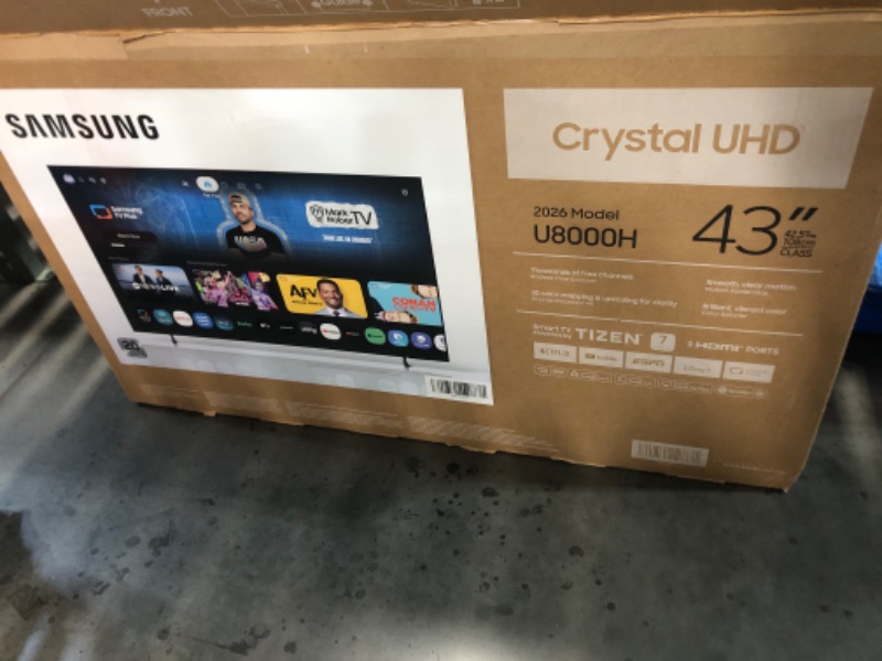 Photo 1 of ***FACTORY SEALED - OPENED FOR INSPECTION***  Samsung 43-Inch Class Crystal UHD U8000H Series Samsung Vision AI Smart TV (2026 Model, 43U8000H) Crystal Processor 4K, Endless Free Content, Motion Xcelerator, Color Booster, Alexa Built-in