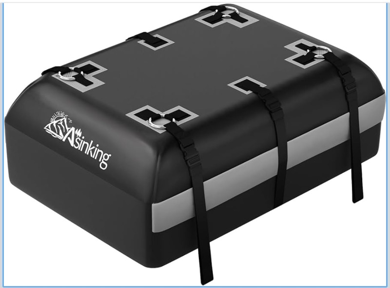 Photo 1 of *** stock photo for reference **
Asinking Car Rooftop Cargo Carrier Bag - 100% Waterproof Heavy Duty Car Roof Luggage Carrier 21 Cubic Feet, Fits All Vehicles with/Without Roof Rack - Easy Install & Triply Reinforced for Secure Use