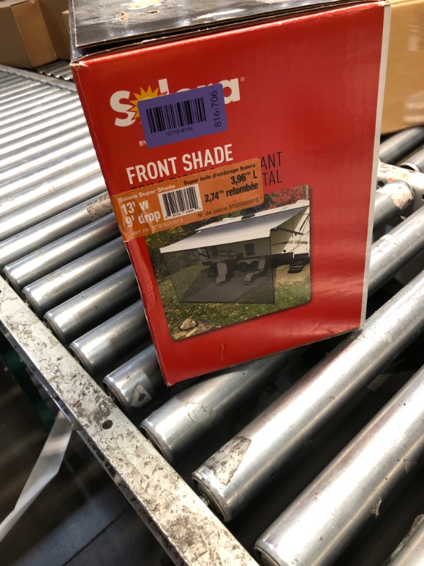 Photo 1 of ***FACTORY SEALED ***
Solera Super Shade Front Panel for 5th Wheel, Travel Trailer and Motorhome RV Awnings, 9' x 13'