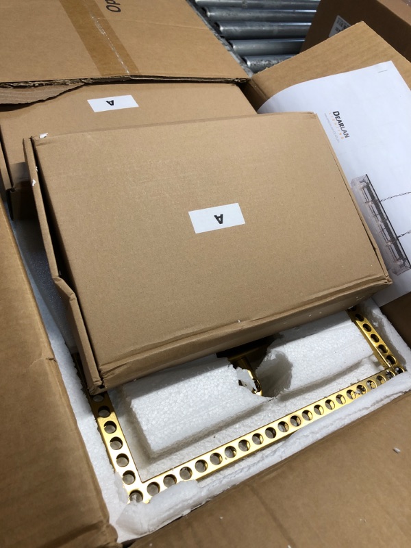 Photo 1 of ***FACTORY SEALED - OPENED FOR INSPECTION***DEARLAN Luxury Copper Rectangular Crystal Chandelier for Dining Room Glass Oblong Raindrop 18-Light Linear Pendant Light Fixture Contemporary Hanging Ceiling Kitchen Island Living Room Lamp L46.9