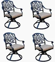 Photo 1 of ***FACTORY SEALED ***TRUCK/TRAILER PICKUP ONLY*** MONDAWE 4pcs Cast Aluminum Patio Swivel Chairs Weather Resistant Outdoor Dining Chairs High Backrest Removable Cushion 360 Swivel Rockers for Backyard Garden