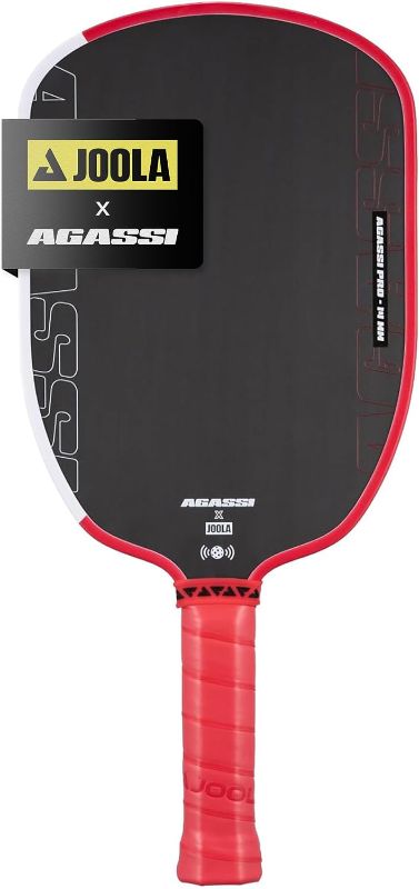 View 1 of **NEW GRIP TAPE WAS PUT ON HANDLE**JOOLA Agassi PRO IV 14mm Pickleball Paddle w/Extended Sweet Spot - Carbon Fiber Surface Increases Spin & Control - SK Film for Power & Larger Sweet spot - UPA-A Certified - USAP Approved - NFC Chip