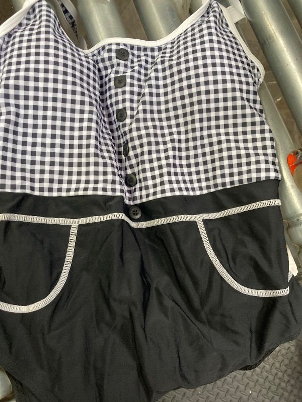 Photo 1 of **COLORS ARE BLACK AND WHITE****BMJL Womens Tummy Control Swimsuits Retro Vintage One Piece Bathing Suits Slimming Color Block Stripes Swimwear( SIZE LARGE BLACK CHECKERS