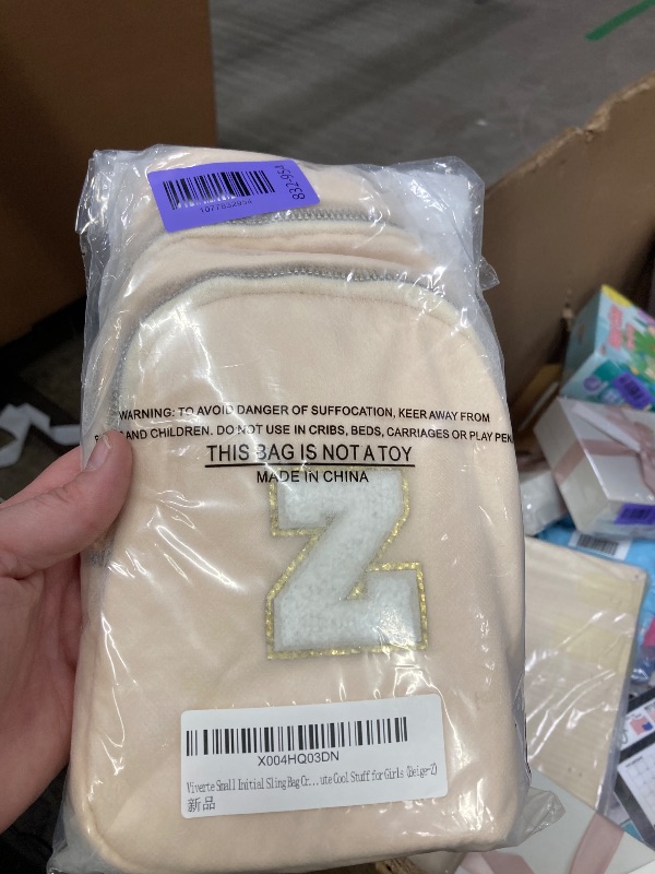 Photo 1 of "Z" Viverte Small Initial Sling Bag Cross Body Bag Fanny Pack for Girls Teen Girl Gifts Trendy Stuff Personalized Gifts for Teenager Girls (Beige-Z)