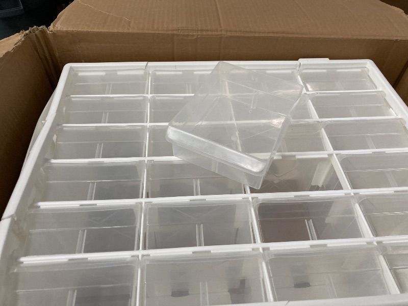 Photo 1 of ***CRACKED/PARTS ONLY****Akro-Mils 24-Drawer Plastic Drawer Storage Cabinet for Garage Organization, Bead Organizer, Building Bricks Storage, Teacher Toolbox, Makeup Organizer, 20" W x 6" D x 16" H, 10124 White