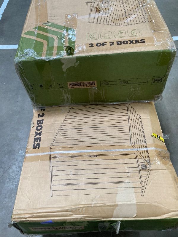Photo 1 of ***2 BOXES -MISSING HARDWARE SELLING AS IS *** Patiowell 4x8 FT Plastic Outdoor Storage Shed with Floor, Garden Tool Shed with Two Windows and Single Lockable Door for Garden, Backyard, Lawn, Easy to Install, Dark Grey
