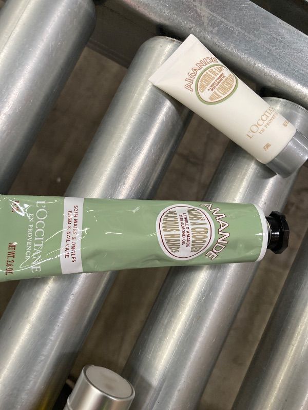 Photo 1 of ***USED/OPEN -MISSING ONE -SELLING AS IS -SEE ALL PHOTOS*** 
L'OCCITANE Almond Greatest Hits: Cleansing Shower & Supple Skin Oils, Moisturizer & Hand Cream, Purifies, Hydrates, Smooths Skin, Bath & Body Gift Set